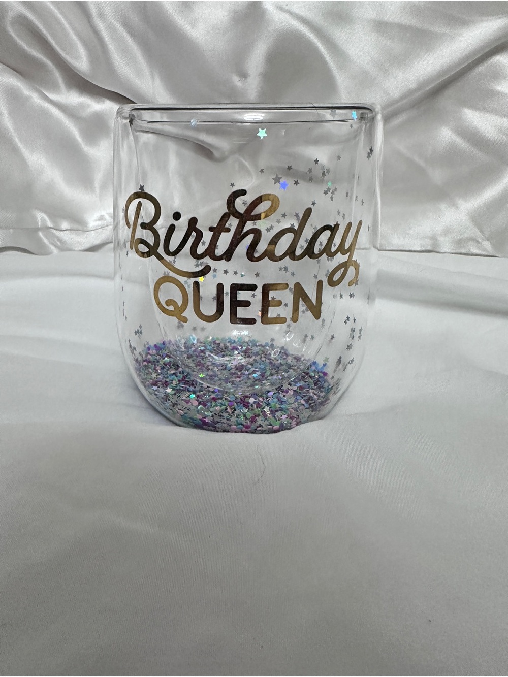 Double Wall Glass Tumbler - “Birthday Queen”